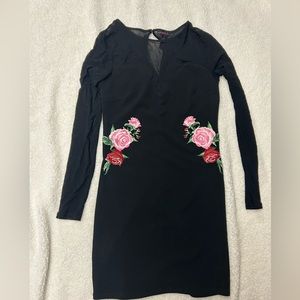 Material Girl Black Embroidered Dress Size M